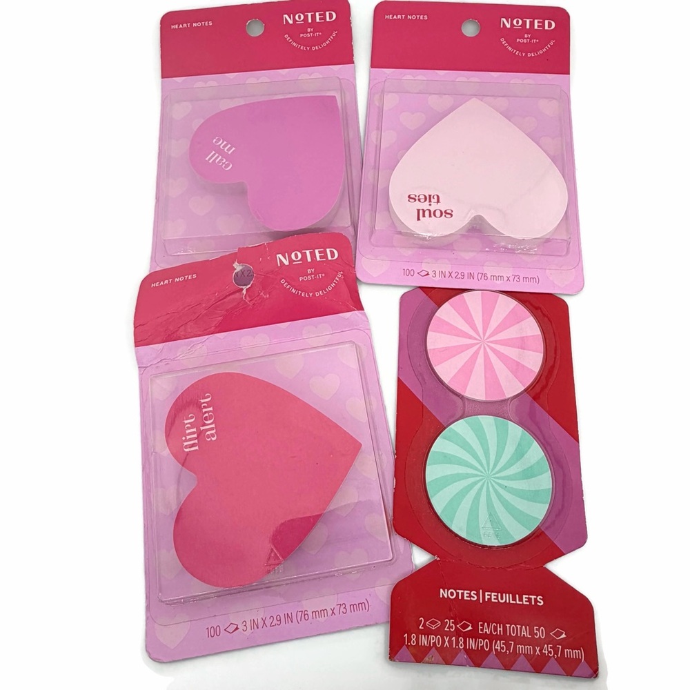 Post-It Heart-Shaped & Candy Swirl Sticky Notes - Lot of 4 Packs